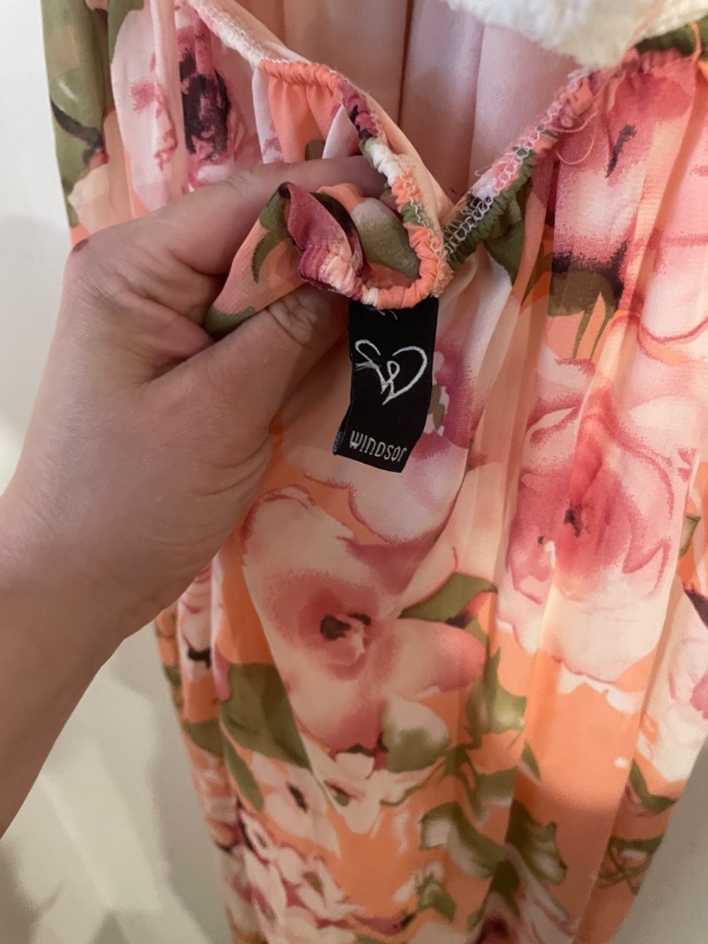 Windsor Peach and Pink Floral Sundress Sz M B129 - Picture 2 of 4
